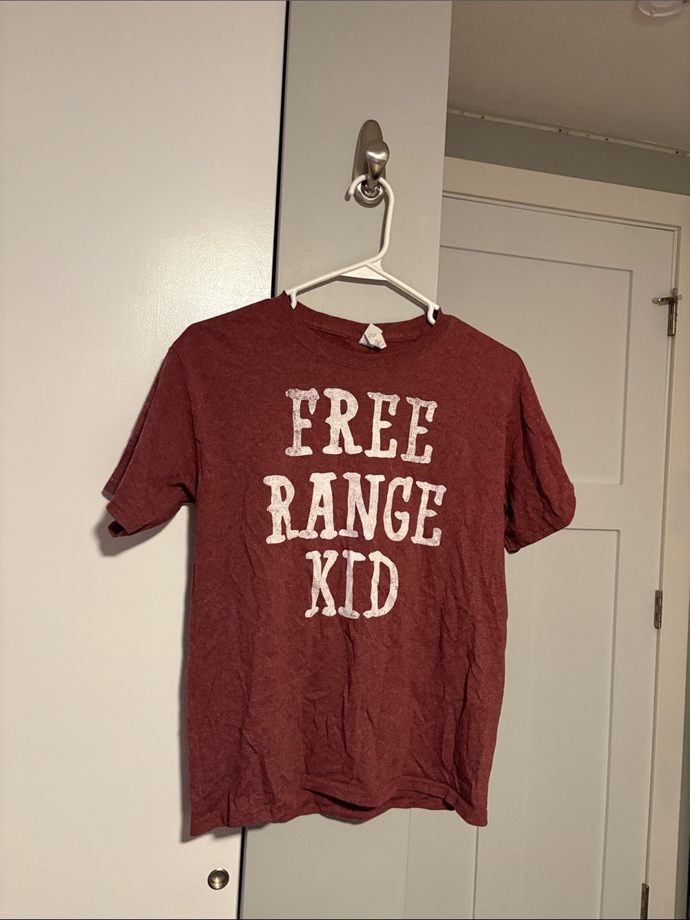Jerzees Maroon 'FREE RANGE KID' Graphic Tee - Short Sleeve